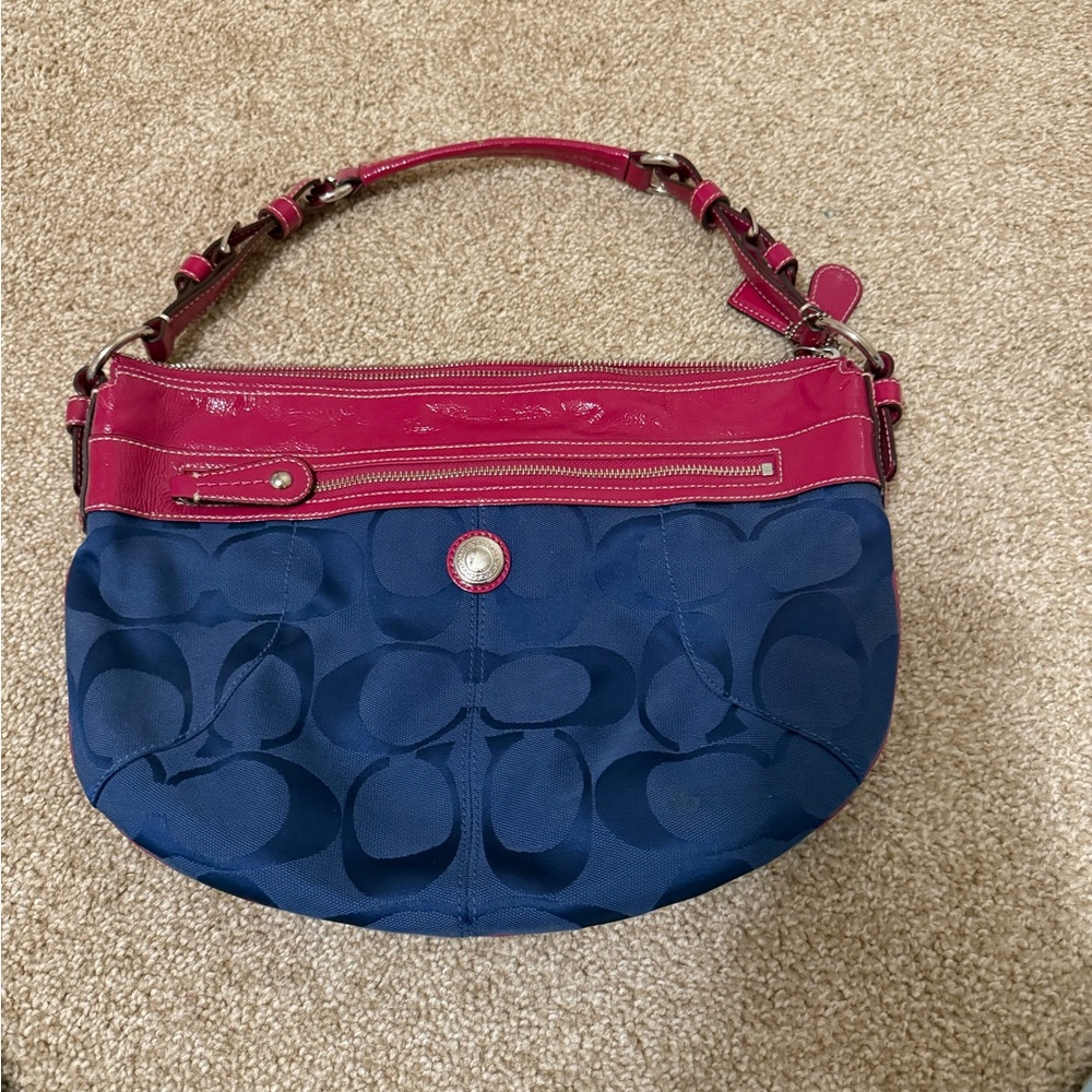 Coach Navy and Magenta Shoulder Bag